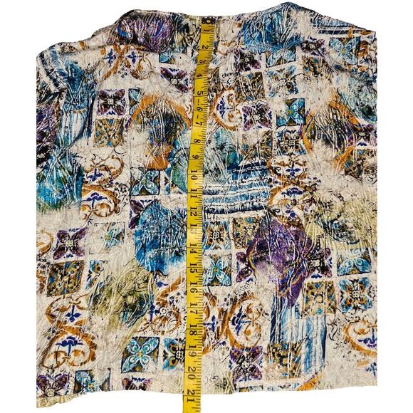 Chicos  Cardigan Silk Blend Open Front Multicolor Jacket Sz 2 - Picture 7 of 10